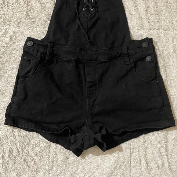 PacSun Black Denim Overall Shorts Stretch / Size 27 - Picture 4 of 10